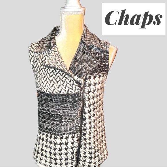 Chaps super nice black gray and white blend with a unique blend of design!! Nwot - Picture 1 of 7